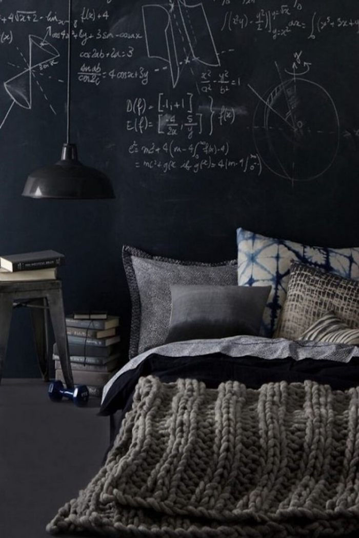 črna tabla z risbami s kredo v spalnicah barvne ideje