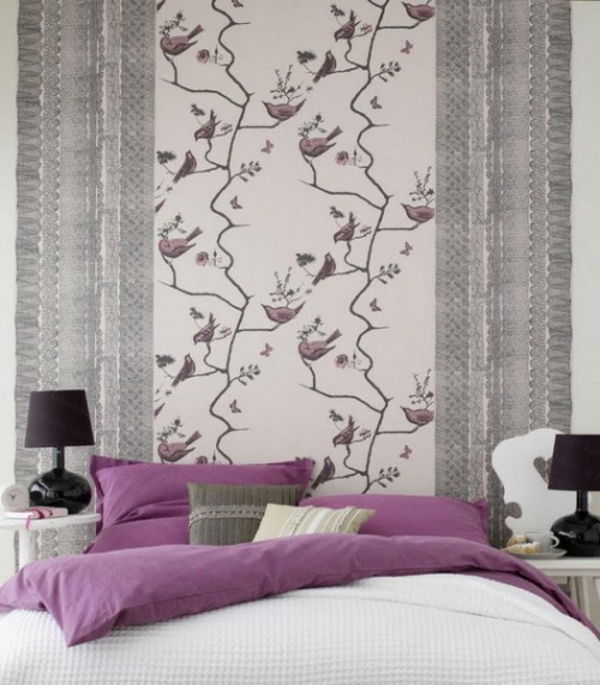 vtáky a pobočky maľovanie šablóny pre tapety v spálni
