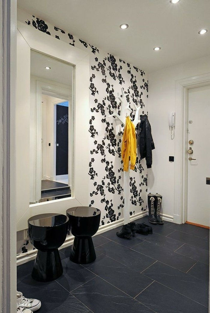 wallpaper-by--black-fiori-corridoio di grande specchio
