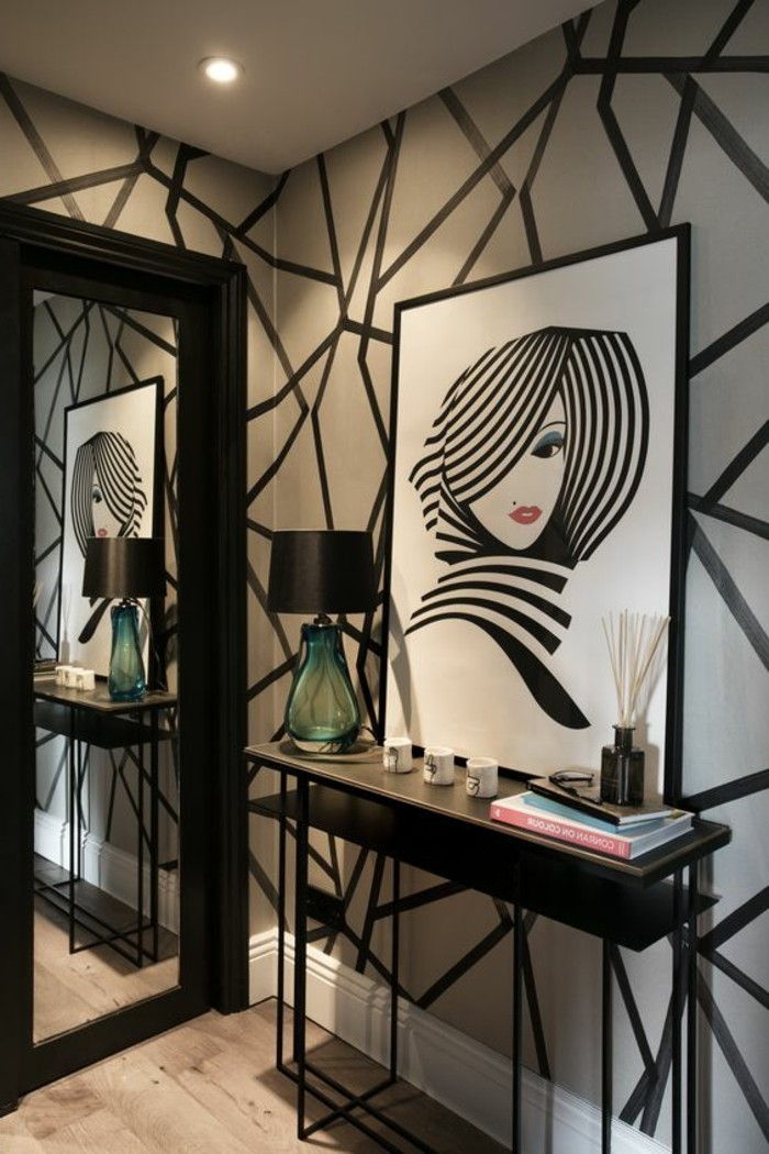 wallpaper-korridor-idéer-trasiga-linjer-in-black-färg
