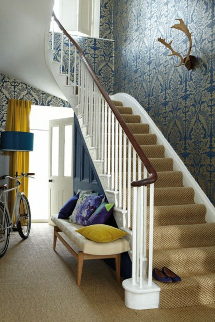 wallpaper-korridor-idéer-in-blue-färg abstract-motiv