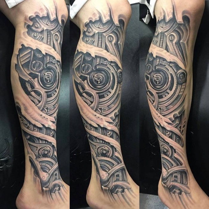 tattoo been, realistische tattoo op het been, tatoeages voor mannen