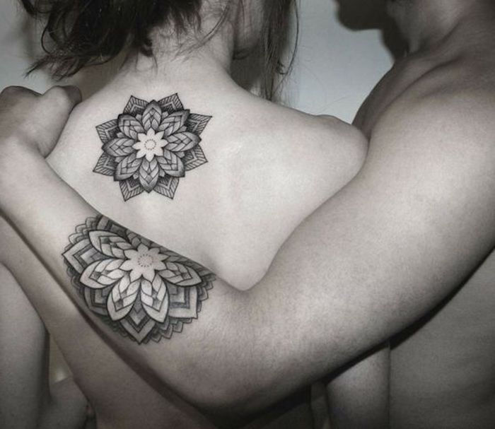 Tatuaje de cuplu, tatuaje mandala pentru barbati si femei, tatuaje spate si brat