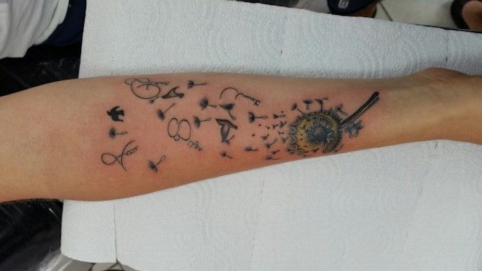 simboluri tatuaj, tatuaj cu flori și păsări pe picior