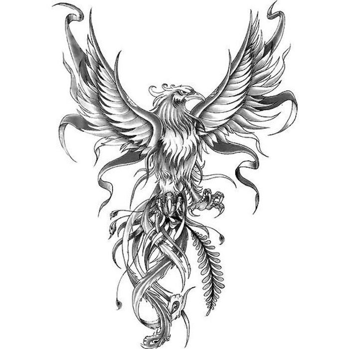 Mall för örat tatuering, utsträckta vingar, makt, makt symbol