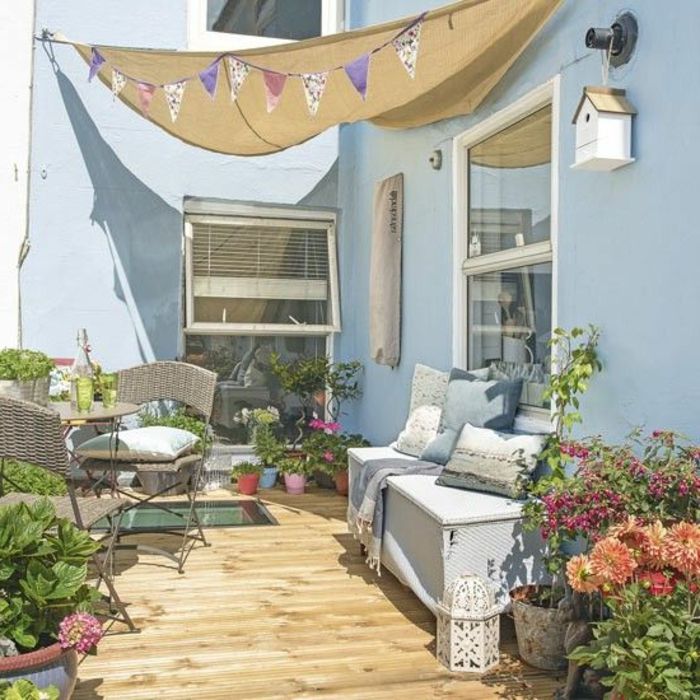 terase design slike majhnih prijetnih teras ideje za okrasitev cvetja blazine