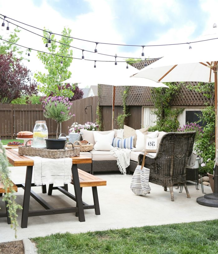terasa design slike lep vrt ideja prijetno vzdušje v vrtu fotelj blazino blazino
