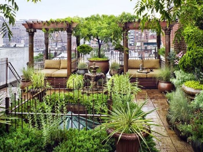 terase ideje pisane ideje z veliko rastlin zelene barve na terasi, kot je vrt
