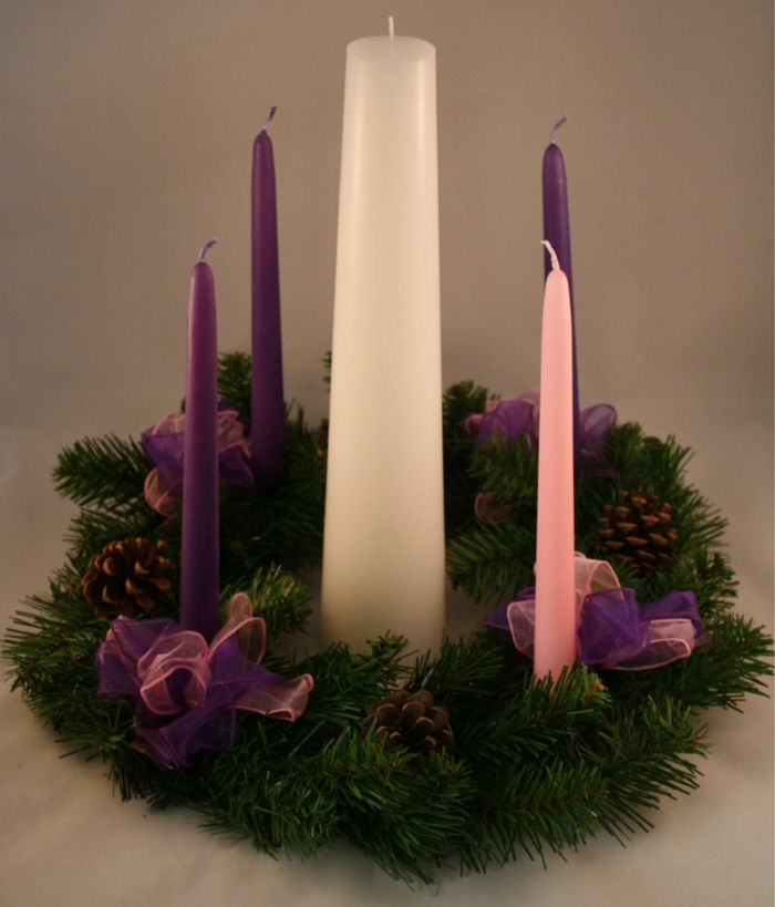 tischdeko-Kalėdų-Tinker-balta-gražūs-žvakė