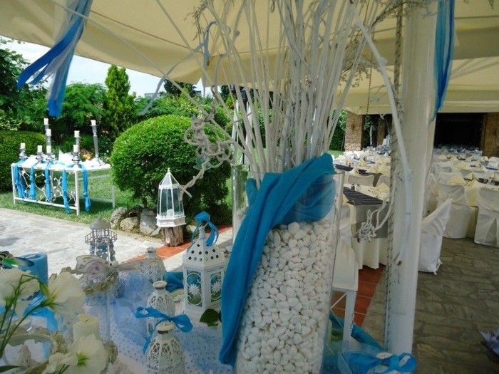 Tischdekoration-doop-unieke-Gartengestaltung-Dekosteine ​​blue-doeken