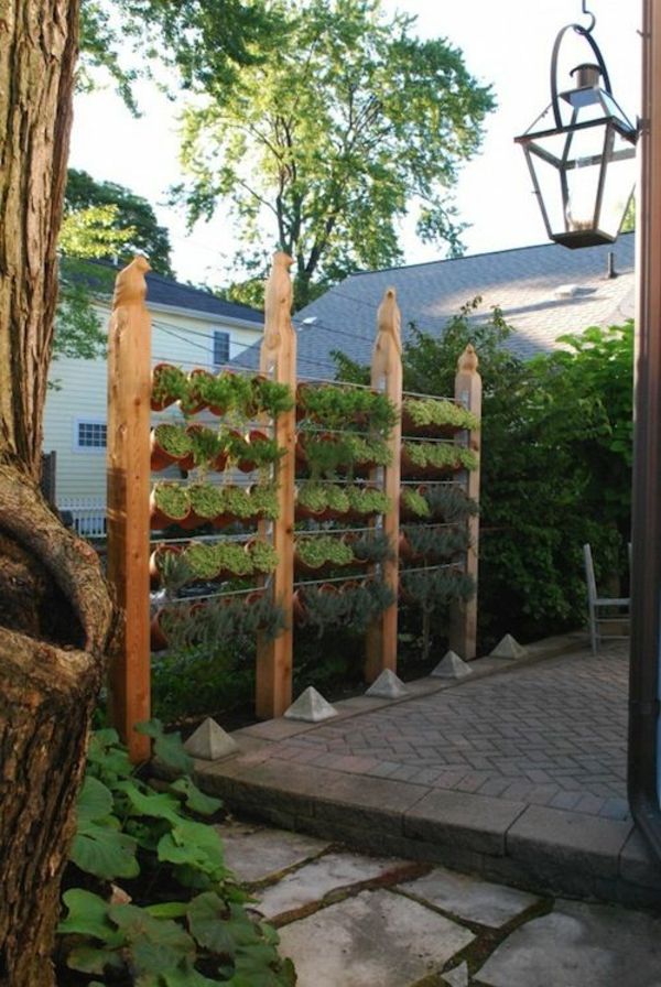 Stor trädgård staket idéer blomkrukor-exteriör design