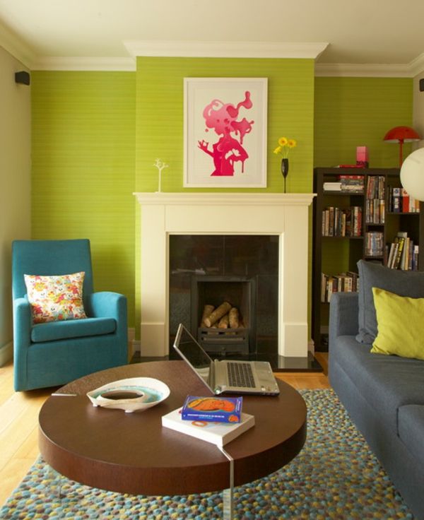 super-stena dizajn-v-zelene-barve-v-dnevna soba