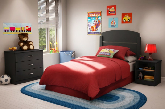 mare de culoare perete, roșu și mobilier de dormitor-underline-tendință de culoare-des-Bettes