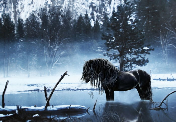 puikus įvaizdis arklys-in-snow