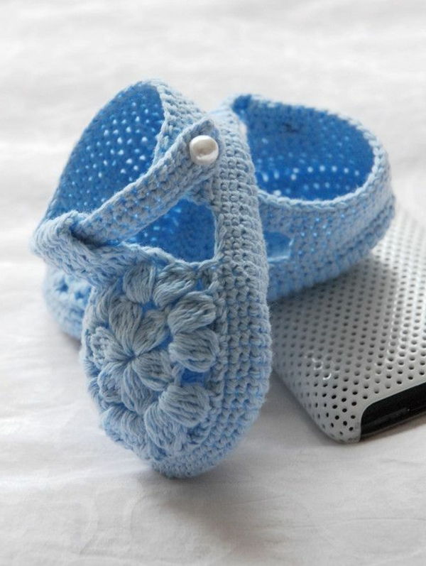sapatos-grande-ideias-para-baby grande-design-crochet-azul bebê crochet-in