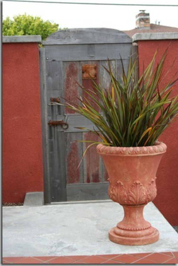 záhradné rastliny v stredomorskej záhradné dvere zaujímavý dizajn