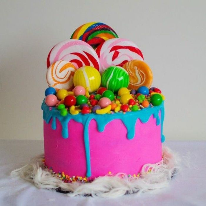 paj till 18-födelsedag Geburtstagstorten Lollipop Pie-Bunte-pajer till 18 födelsedag