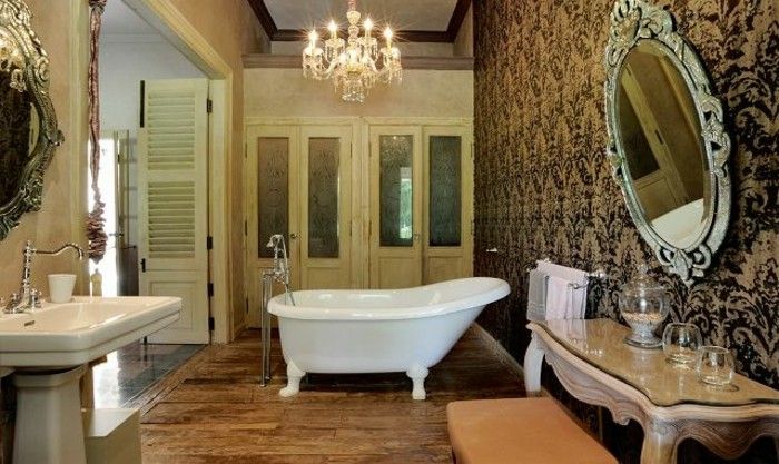 marzyć łazienki Pomysły-elegancki-wolnostojący-wanna-i-barokowy lustro