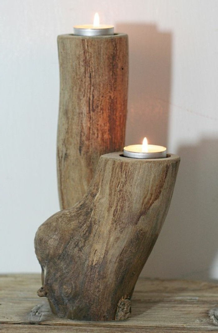 -Ľahké-sviečky-yourself-robiť biele steny naplavené drevo deco svietnik-DIY stolným