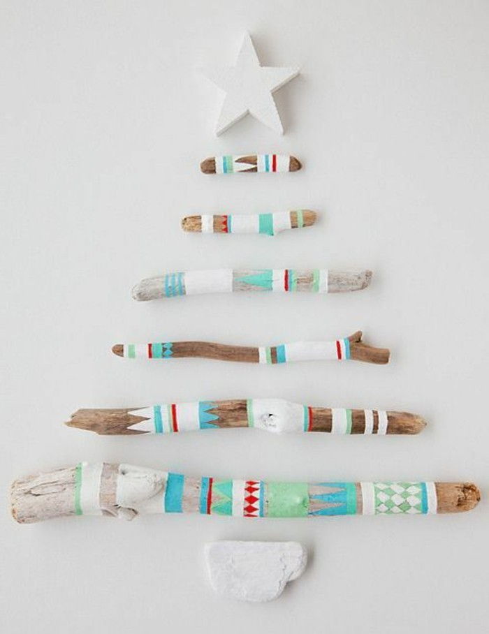 naplavené drevo-deco-bielo-star-ast-paint-weihanchtsbaum-vianočné