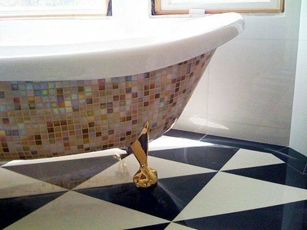 Vonios kambarys su mozaikinėmis plytelėmis - 34 įdomios idėjos