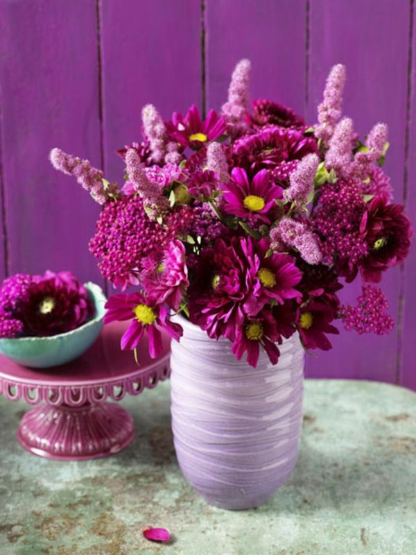 trendová farba na rok 2014 - fialová - kvety vo váze a na podložku
