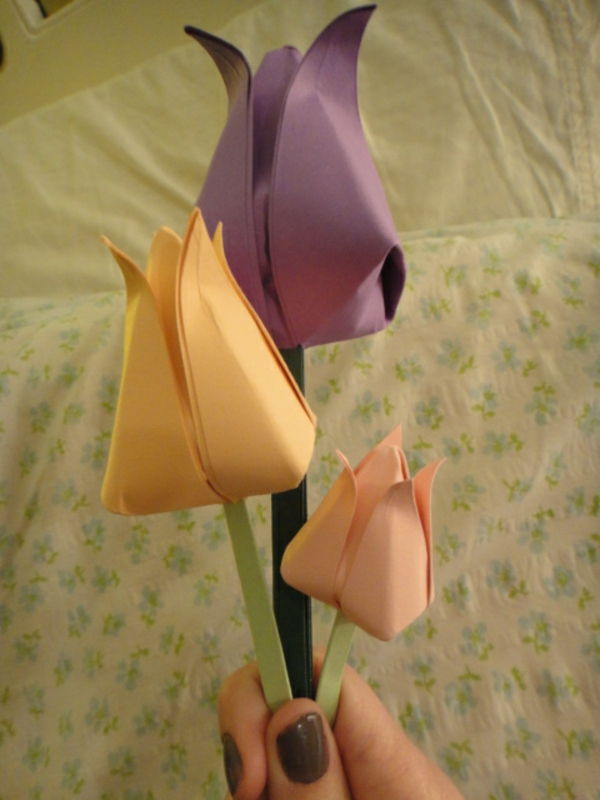 tulipán-tinkering-fialová a oranžová-žena ju vezme