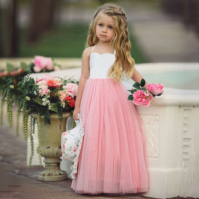 Tutu cumpăra și purta copii model de fata blond roz flori flori vaza motive