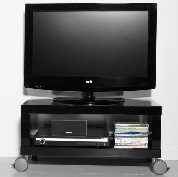 Tv table-on-roll-super-design-în culoarea neagră