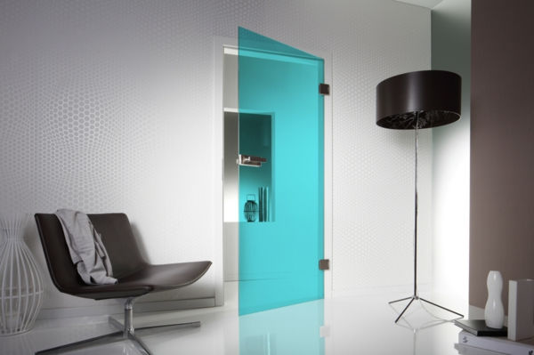 ultra-modern și eficient din sticlă ușă-în-albastru de design interior usi
