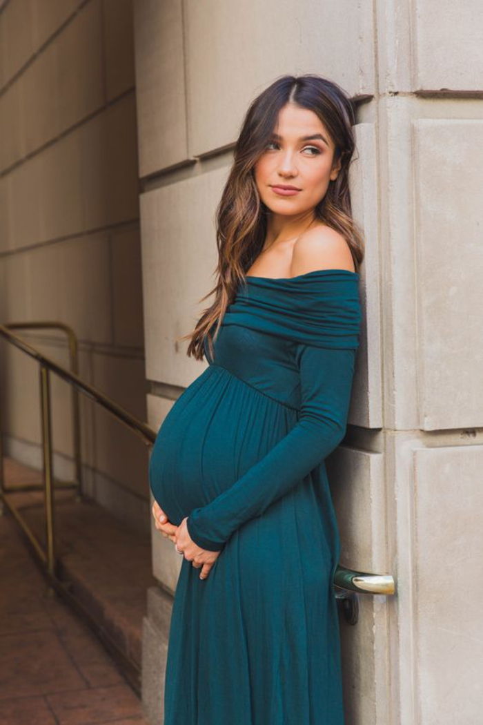porodniško obleko, materinski oblek z dolgimi rokavi, gola rama