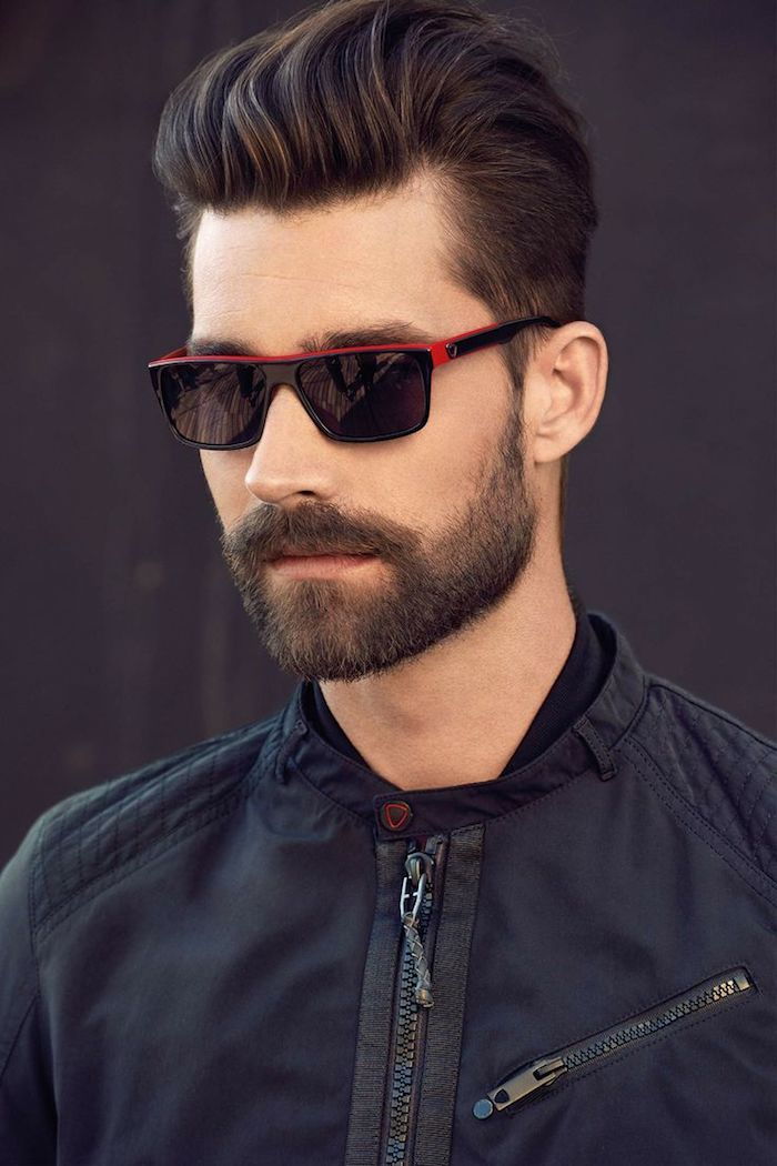 Sidecut män casual stil outfit man trendiga solglasögon svart och röd atletisk