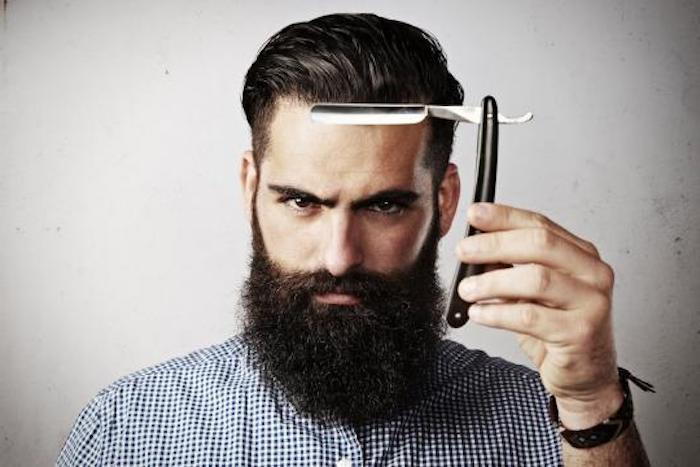 Sidecut menns hår selvstyling lang skjegg svart hår og skjegg ideer