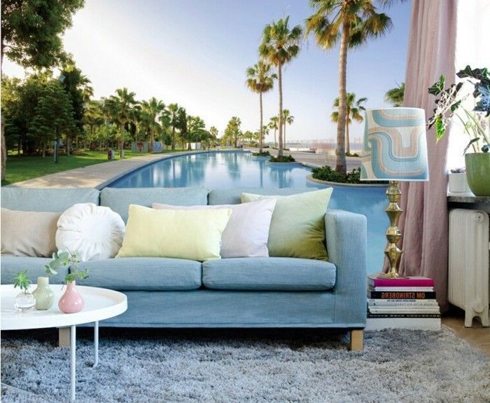 Unikátny foto-tapety s exoticky výdaj unikales-obývacia-modro-sofa