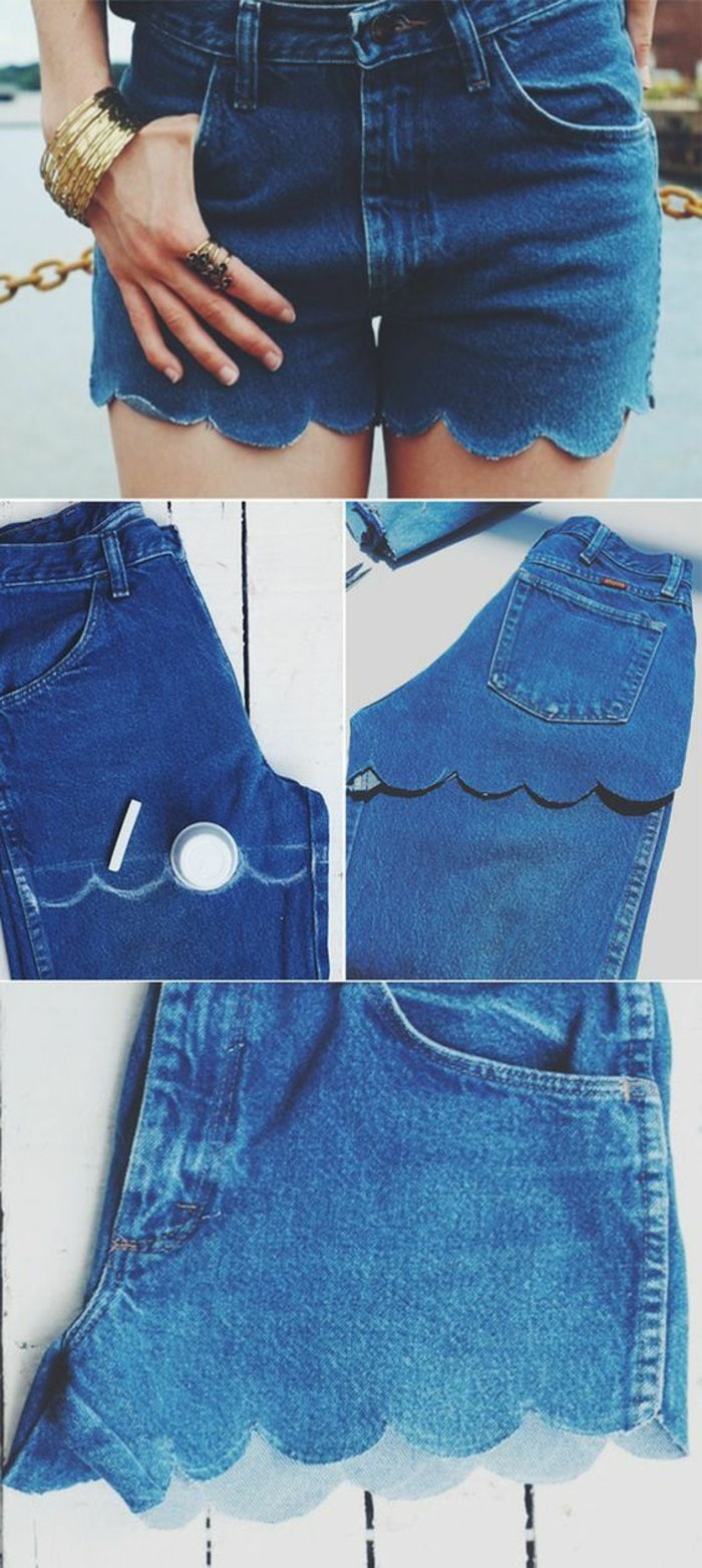 upcycling klänningar - förkorta långa jeans