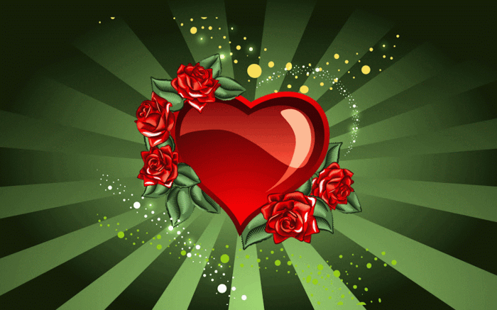 valentine wallpaper røde hjerter-grønn-bakgrunn