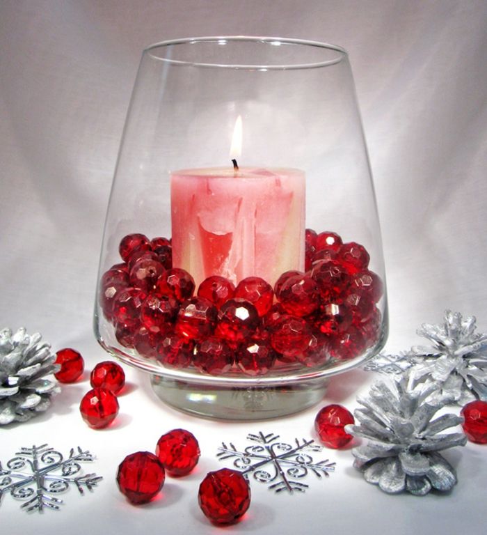 vazos deco idėjos-rožinis-žvakių ir-veiele Raudona Dekoratyviniai akmenys