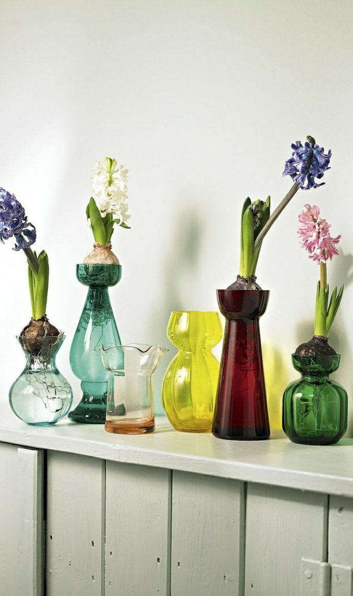 Glasvazen ​​Deco diverse bloemen, vaas-glas-met-mooi design