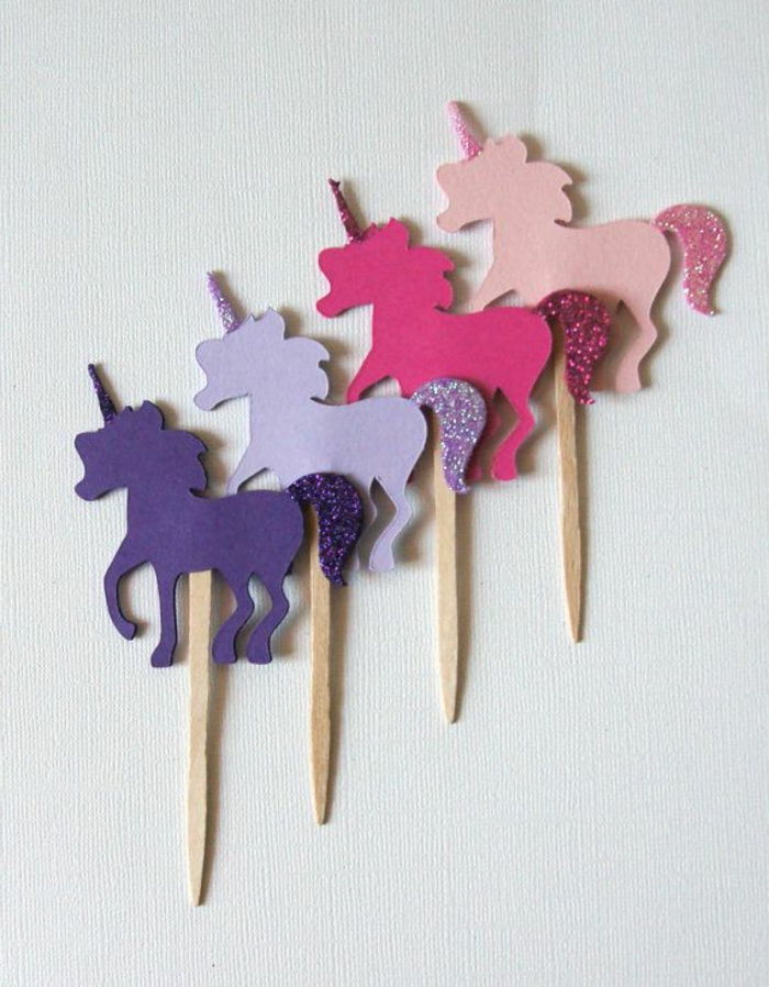 olika unicorns - deco idéer för barnens pajer