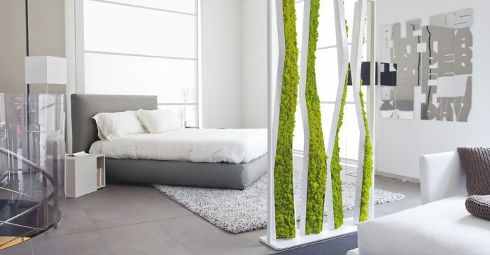 yatak odası için moss ile optik oda bölümleme