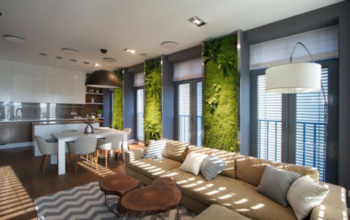 en 1-roms leilighet med hjemmelagde mossbilder