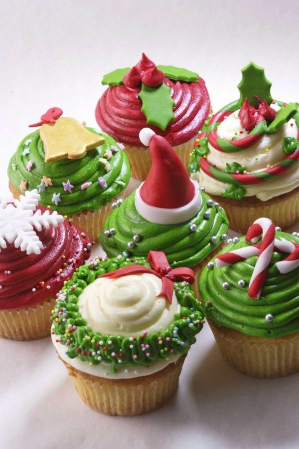 mång vacker-läckra cupcakes cupcakes-dekorera till jul