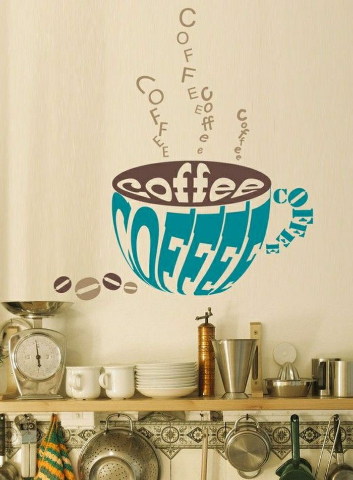 vintage kuchyne múr nálepka šálka kávy útulný
