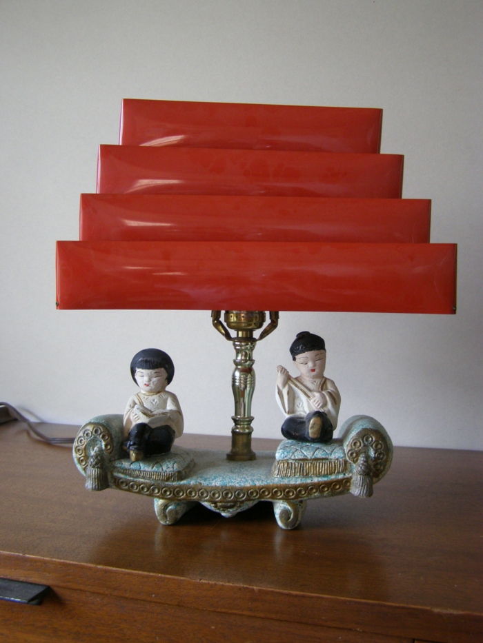 vintage nattbordlampe-asiatiske tegn Kina