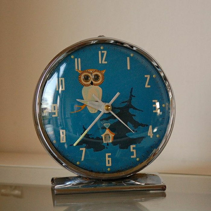 vintage despertador-criança da campainha da coruja Motif relógio engraçado-alarme