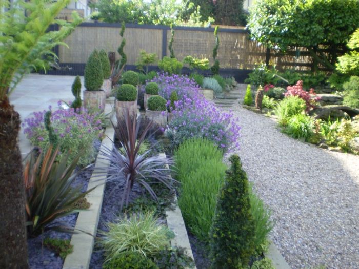 Lavender vrt enostavno skrbi veliko različnih vrst rastlin urejenih v vrsticah