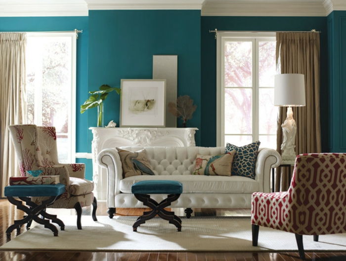 pereți-culoare-design-living-culoare de perete-taubenblau