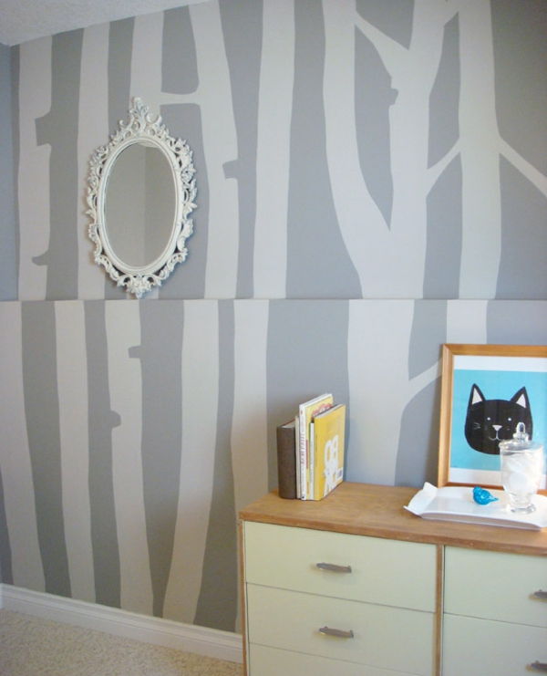 maliarová šablóna na stenu - šedá farba na stenu