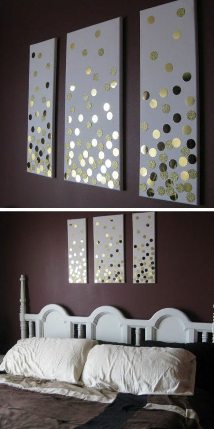 Wanddeko-själv-make-väggdekoration-idéer tapeter dekorera med-golden-stickers-