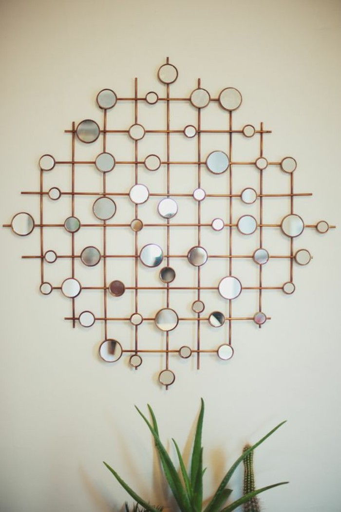 Wanddeko-själv-make-väggdekoration-idéer-small-round-spegel trä